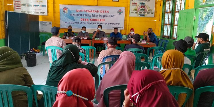 Desa Sidodadi Kecamatan Sungai Rumbai Gelar Musdes Perencanaan Penyusunan RKPDes TA.2022