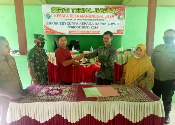 Bersama Membangun Desa, Pemdes Manunggal Jaya Gelar Sertijab Kades