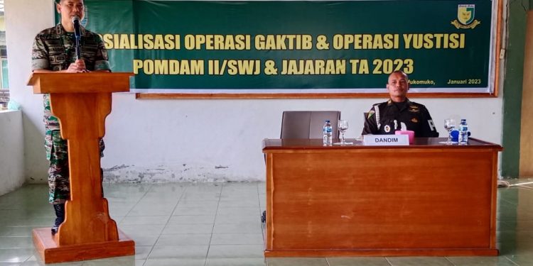 Antisipasi Pelanggaran Hukum, Subdenpom Mukomuko Gelar Sosialisasi Ops Gaktiblin dan Yustisi 2023