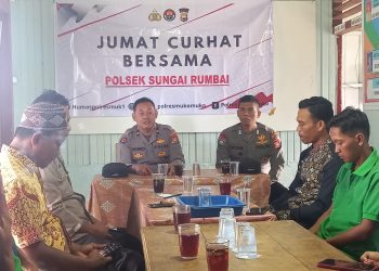 Jumat Curhat Polsek Sungai Rumbai Bersama Pemdes Talang Gading, Dibutuhkan Komitmen Bersama Menjaga Kamtibmas 