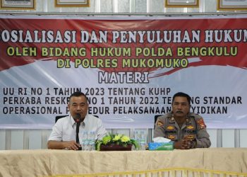 Polda Bengkulu Gelar Sosialisasi dan Penyuluhan Bidkum di Polres Mukomuko