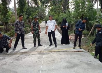 Pemdes Tanjung Medan Gelar Monev Pembangunan Jalan Desa