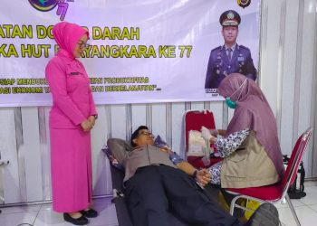Sambut HUT Bhayangkara ke- 77, Polres Mukomuko Gelar Aksi Donor Darah