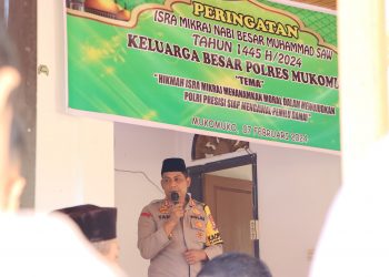 Polres Mukomuko, Hikmah Isra Mikraj Menanamkan Moral Dalam Mewujudkan Polri Presisi Siap Mengawal Pemilu Damai”.
