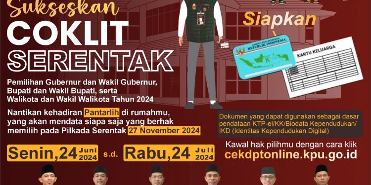 Banner KPU Provinsi Bengkulu Coklit Serentak Pilkada 2024