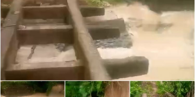 Jembatan Air Pisang Tanjung Harapan Putus 3 Keluarga Terisolir 